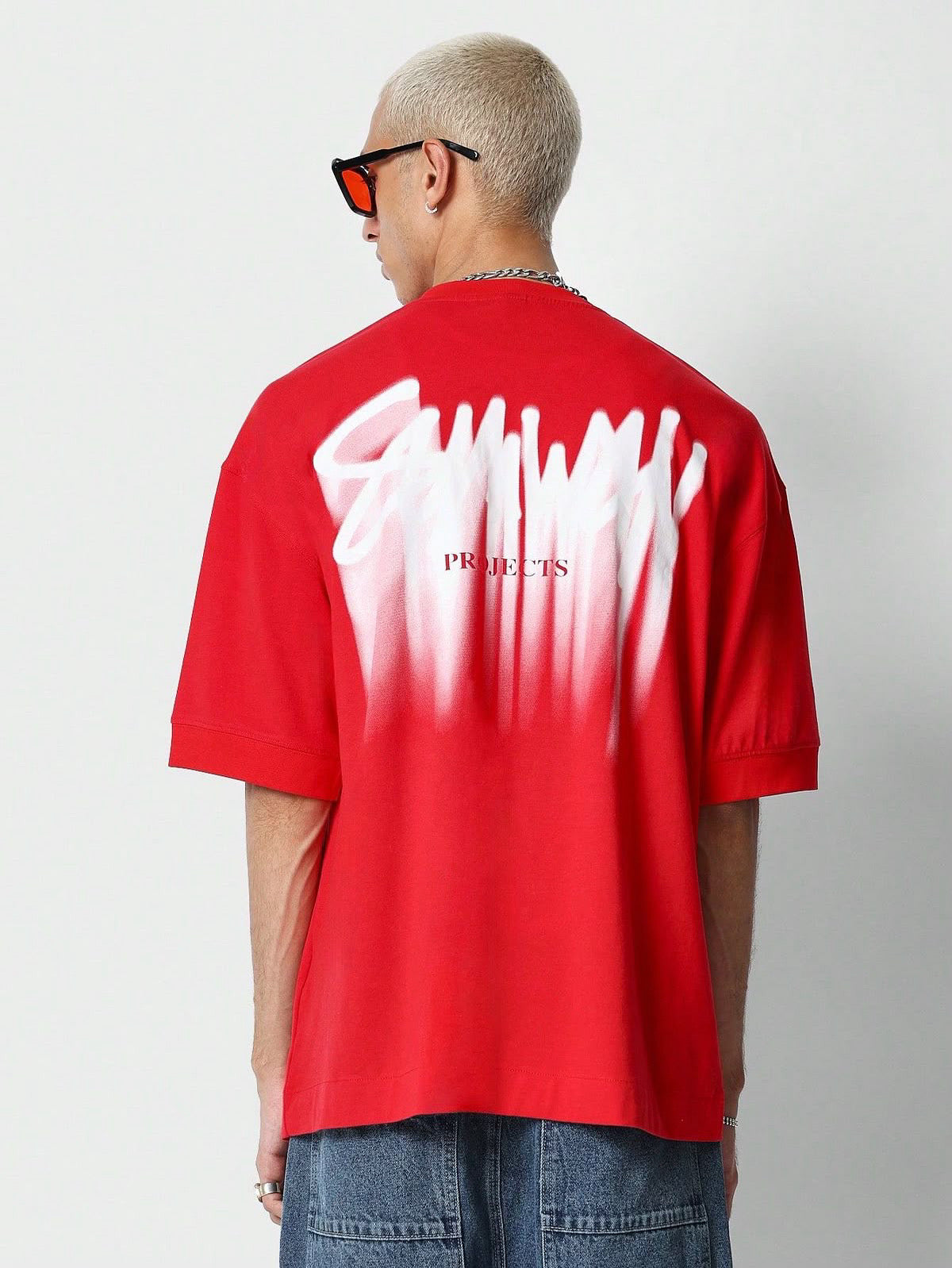 Red Graffiti Oversized Streetwear Tee