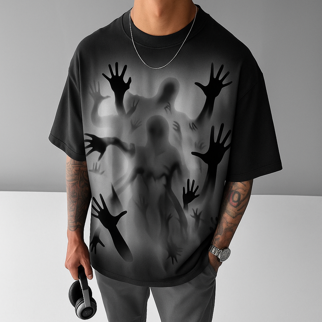 Ghost Hands Oversized Tee – Black