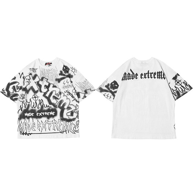 Hip Hop T Shirt Oversize Streetwear Men Graffiti Tshirt Short Sleeve Cotton Summer Harajuku T-Shirt Loose HipHop Green New-6