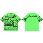 Hip Hop T Shirt Oversize Streetwear Men Graffiti Tshirt Short Sleeve Cotton Summer Harajuku T-Shirt Loose HipHop Green New-5