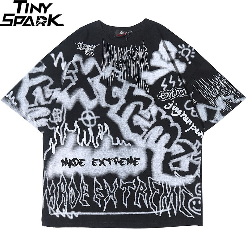 Hip Hop T Shirt Oversize Streetwear Men Graffiti Tshirt Short Sleeve Cotton Summer Harajuku T-Shirt Loose HipHop Green New-3
