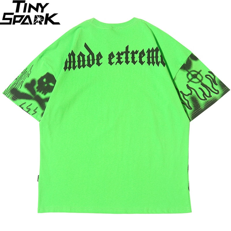 Hip Hop T Shirt Oversize Streetwear Men Graffiti Tshirt Short Sleeve Cotton Summer Harajuku T-Shirt Loose HipHop Green New-2
