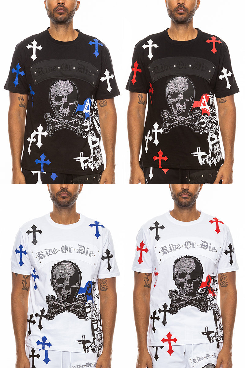 Bejewelled Chrome Skull TShirt-1