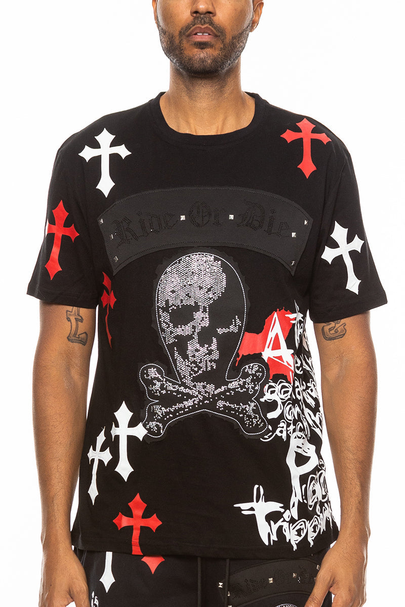 Bejewelled Chrome Skull TShirt-4