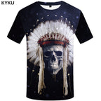 Skull T shirt Men Metal Tshirt Printed Rose Anime Clothes War Shirt Print Harajuku T-shirts 3d Mens Clothing-4
