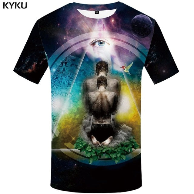 3d Tshirt Buddha T shirt Men Meditation Tshirt Printed Galaxy Space Anime Clothes Psychedelic Tshirts Casual Art T-shirts 3d-4