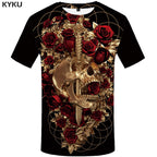 Skull T shirt Men Metal Tshirt Printed Rose Anime Clothes War Shirt Print Harajuku T-shirts 3d Mens Clothing-0