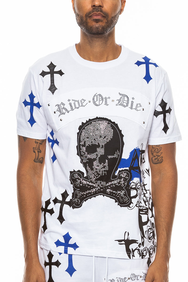 Bejewelled Chrome Skull TShirt-6