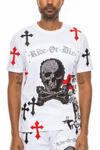 Bejewelled Chrome Skull TShirt-5