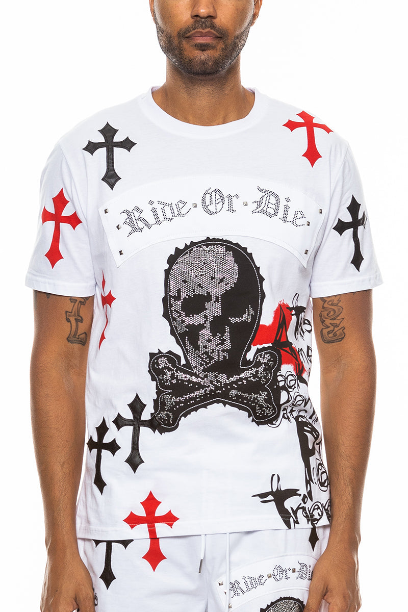Bejewelled Chrome Skull TShirt-5